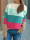 Color Block Round Neck Long Sleeve Sweater