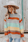 Color Block Round Neck Dropped Shoulder Sweater