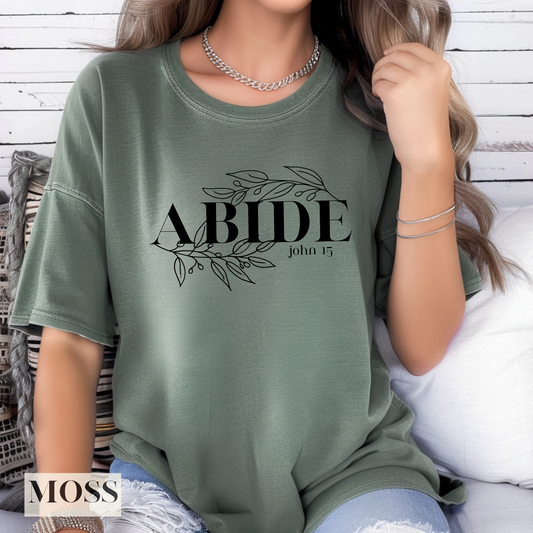 Vintage Trendy Christian ABIDE custom Comfort Colors Tee