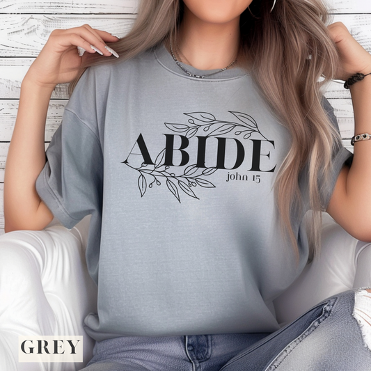 Vintage Trendy Christian ABIDE custom Comfort Colors Tee