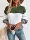 Color Block Round Neck Long Sleeve Sweater