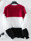 Color Block Round Neck Long Sleeve Sweater