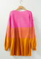 Pompom Color Block Open Front Cardigan