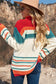 Contrast Striped Turtleneck Dropped Shoulder Sweater